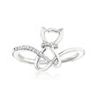 Diamond-Accented Cat Ring in Sterling Silver