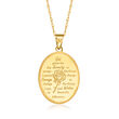 14kt Yellow Gold Serenity Prayer Pendant Necklace