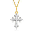 Charles Garnier &quot;Luxe&quot; .10 ct. t.w. Diamond Cross Pendant Necklace in 14kt Yellow Gold