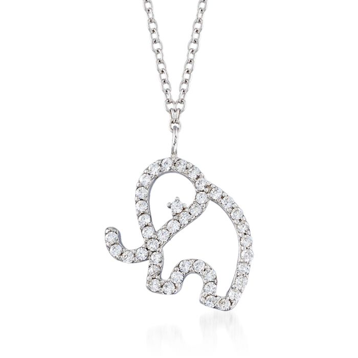 .40 ct. t.w. CZ Open Elephant Pendant Necklace in Sterling Silver