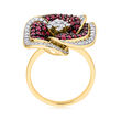 1.60 ct. t.w. Ruby and .56 ct. t.w. Diamond Flower Ring in 14kt Yellow Gold