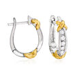 .25 ct. t.w. Diamond X Hoop Earrings in Sterling Silver and 14kt Yellow Gold