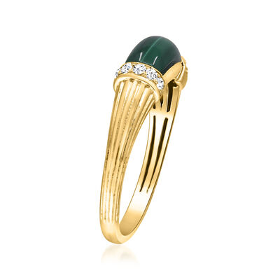 Malachite and .12 ct. t.w. Diamond Ring in 14kt Yellow Gold