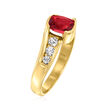 C. 1980 Vintage 1.20 Carat Red Spinel and .30 ct. t.w. Diamond Ring in 14kt Yellow Gold