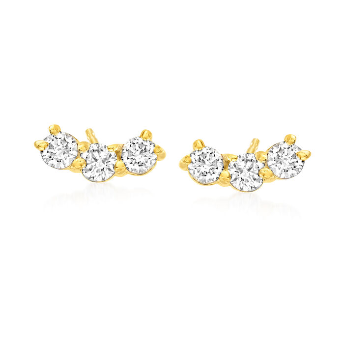 .31 ct. t.w. Diamond Curved Bar Stud Earrings in 14kt Yellow Gold