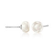 7-8mm Multicolored Cultured Pearl Jewelry Set: Three Pairs of Stud Earrings in Sterling Silver