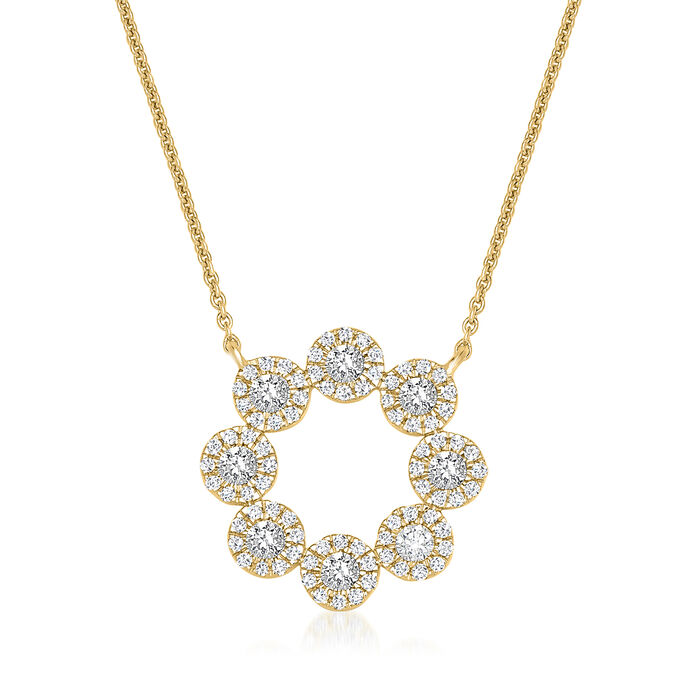 .56 ct. t.w. Diamond Cluster Eternity Circle Necklace in 14kt Yellow Gold