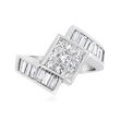 2.20 ct. t.w. Diamond Geometric Bypass Ring in 14kt White Gold