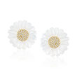 Mother-of-Pearl and 1.70 ct. t.w. White Topaz Removable Flower Drop Earrings in 18kt Gold Over Sterling