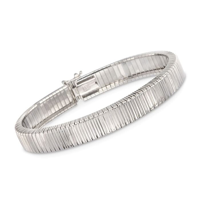 Italian Sterling Silver Diamond-Cut Ribbed Bracelet