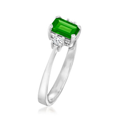 1.00 Carat Chrome Diopside and .13 ct. t.w. Diamond Ring in 14kt White Gold