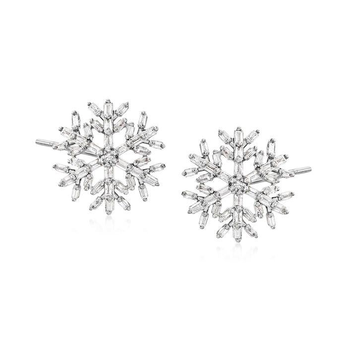 .50 ct. t.w. Diamond Snowflake Earrings in Sterling Silver