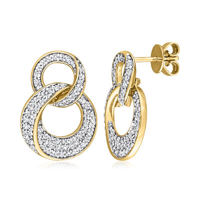 .65 ct. t.w. Diamond Interlocking-Circle Drop Earrings in 14kt Yellow Gold