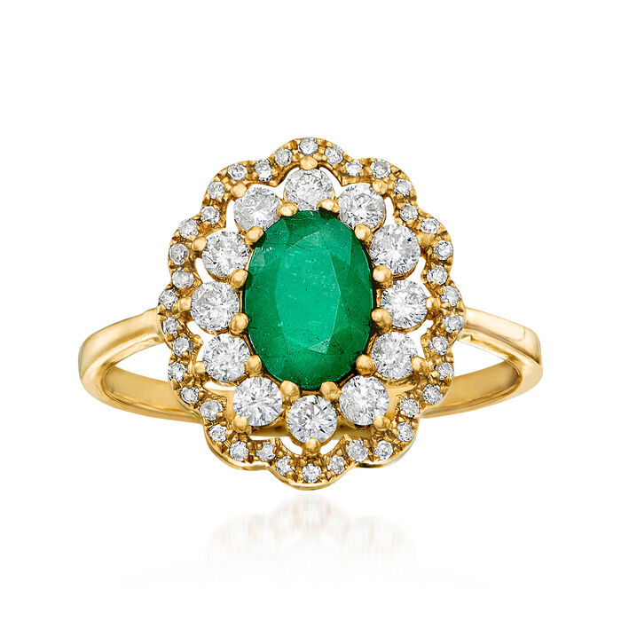 .80 Carat Emerald and .50 ct. t.w. Diamond Ring in 14kt Yellow Gold
