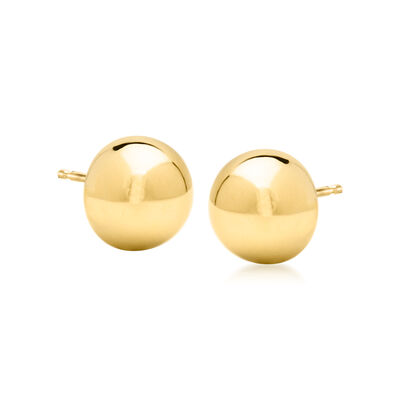 10mm 14kt Yellow Gold Domed Stud Earrings
