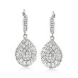 2.00 ct. t.w. Round and Baguette Diamond Teardrop Earrings in 14kt White Gold