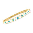 Blue and White Enamel Flower Bangle Bracelet in 18kt Gold Over Sterling