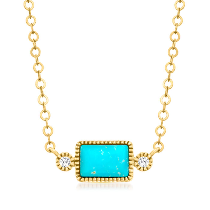 Turquoise Necklace with Diamond Accents in 14kt Yellow Gold