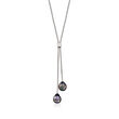 9-10mm Black Cultured Tahitian Pearl Y-Necklace in Sterling Silver
