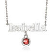 Birthstone Personalized Name Necklace in Sterling Silver Jan/Garnet