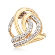 1.00 ct. t.w. Diamond Interlocking Loop Ring in 18kt Gold Over Sterling