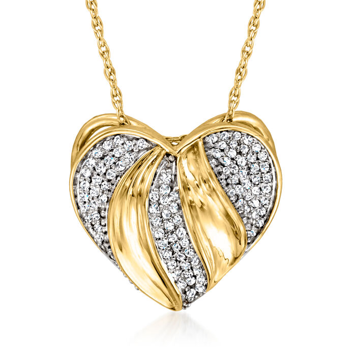 .16 ct. t.w. Diamond Heart Pendant Necklace  in 14kt Yellow Gold