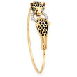 C. 1990 Vintage .25 ct. t.w. Diamond and Enamel Panther Bangle in 14kt Two-Tone Gold