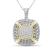 .25 ct. t.w. Diamond Cluster Pendant Necklace with Roped Frame in Two-Tone Sterling