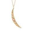 Pink Opal and .34 ct. t.w. Diamond Moon Pendant Necklace in 14kt Yellow Gold