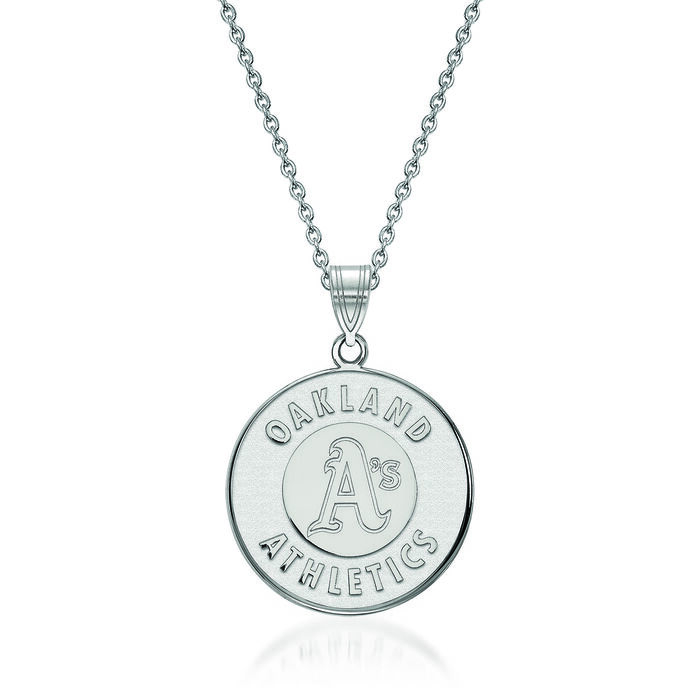 Sterling Silver MLB Oakland Athletics Pendant Necklace. 18&quot;