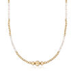 2.5-3mm Cultured Seed Pearl and 14kt Yellow Gold Bead Necklace