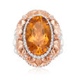 C. 1990 Vintage 9.25 Carat Citrine Ring with .65 ct. t.w. Diamonds in 18kt Two-Tone Gold