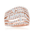 1.65 ct. t.w. Diamond Multi-Row Ring in 18kt Rose Gold
