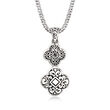 Sterling Silver Bali-Style Clover Pendant Necklace