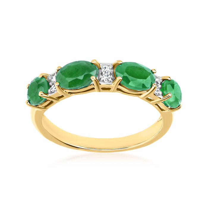 1.50 ct. t.w.  Emerald Ring with Diamond Accents in 14kt Yellow Gold