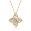 Roberto Coin &quot;Princess&quot; .45 ct. t.w. Diamond Flower Necklace in 18kt Yellow Gold