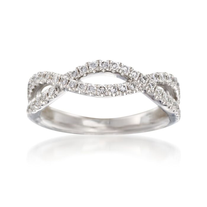 Henri Daussi .35 ct. t.w. Diamond Twisted Wedding Ring in 18kt White Gold