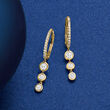 .68 ct. t.w. Diamond Hoop Drop Earrings in 14kt Yellow Gold
