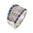 C. 1990 Vintage 2.70 ct. t.w. Diamond and 1.30 ct. t.w. Sapphire Ring in 18kt White Gold