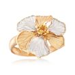 Italian 18kt Two-Tone Gold Flower Ring