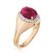 2.20 Carat Burmese Ruby and .12 ct. t.w. Diamond Ring in 14kt Yellow Gold