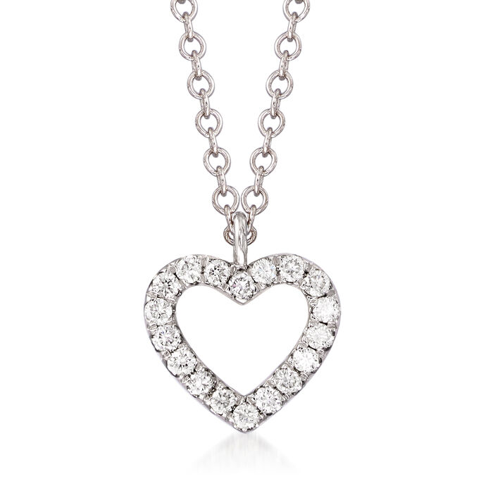 Gabriel Designs Diamond-Accented Heart Pendant Necklace in 14kt White Gold