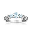 .90 ct. t.w. Aquamarine Three-Stone Ring with .23 ct. t.w. Diamonds in 14kt White Gold
