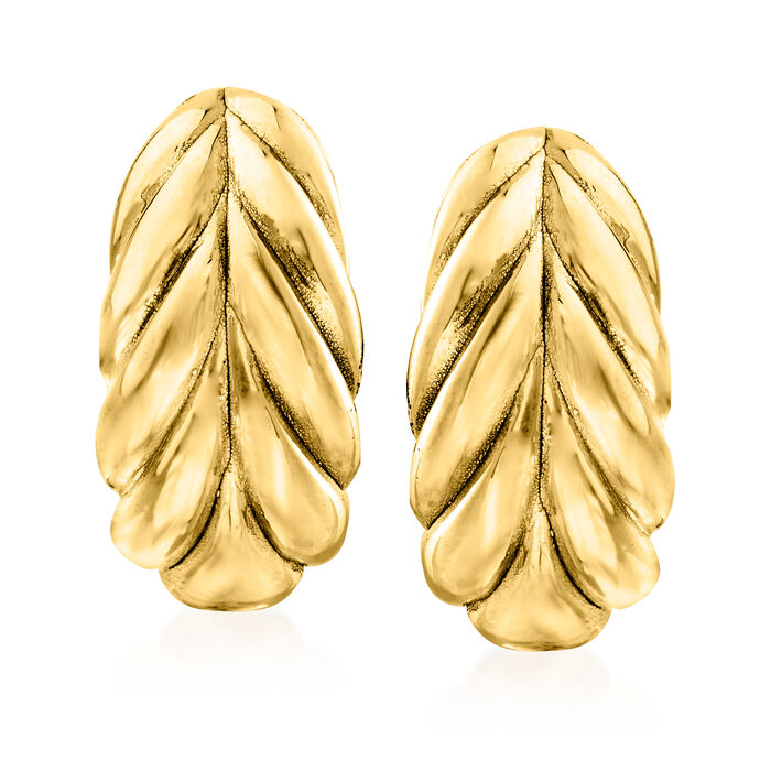 Italian 18kt Gold Over Sterling Leaf Earrings