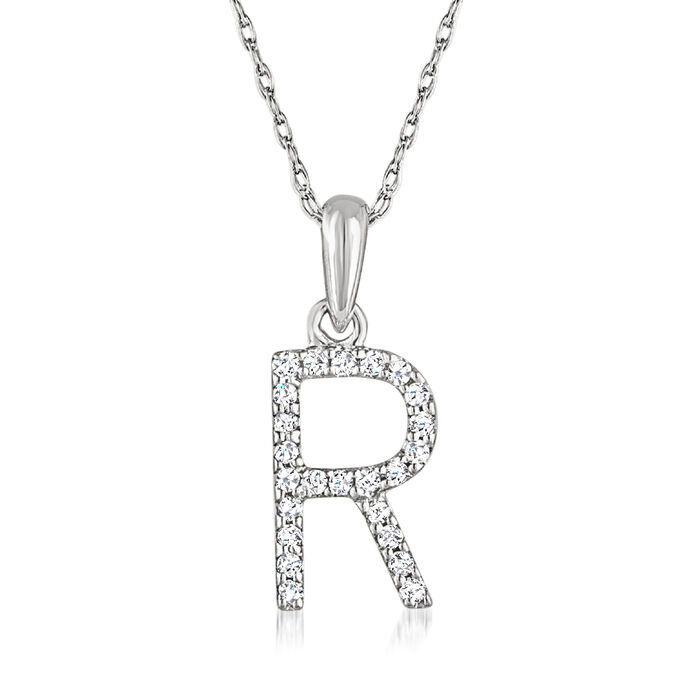 Diamond-Accented Initial Pendant Necklace in 14kt White Gold