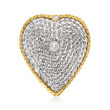 C. 1980 Vintage 1.85 ct. t.w. Diamond Heart Pin in Sterling Silver and 14kt Yellow Gold