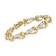 C. 1990 Vintage 1.75 ct. t.w. Diamond Fancy-Link Bracelet in 14kt Two-Tone Gold