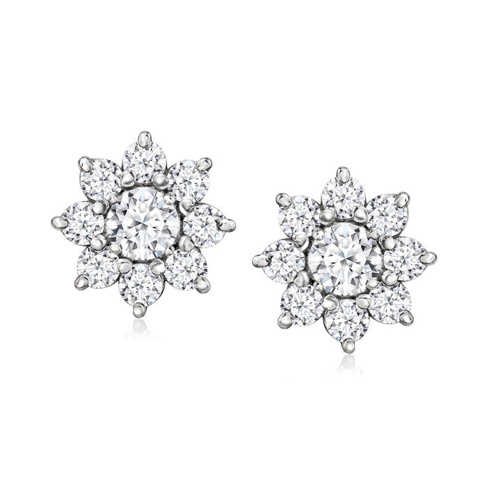1.80 ct. t.w. Lab-Grown Diamond Flower Earrings in 14kt White Gold