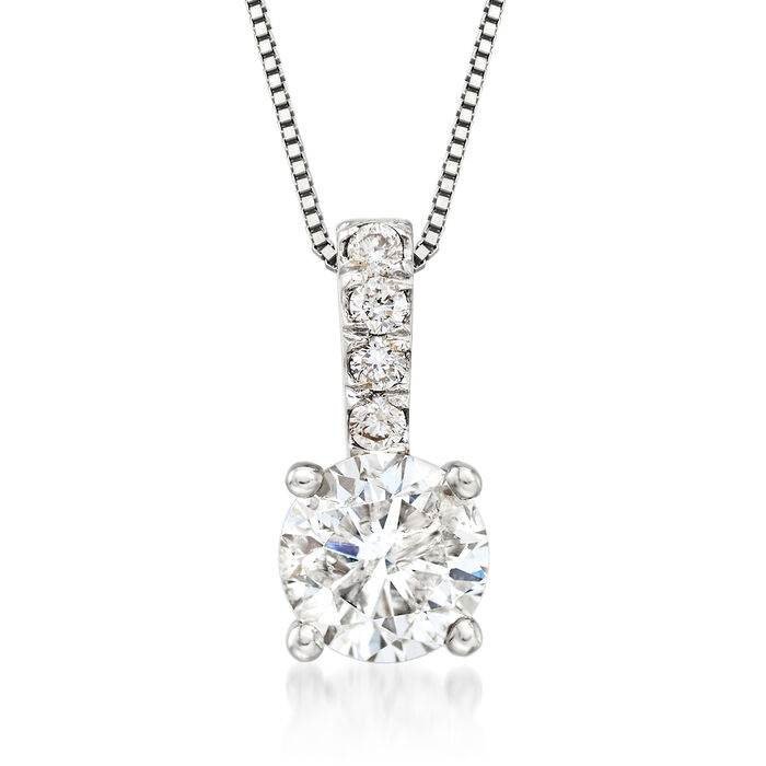 1.00 Carat Diamond Pendant Necklace with Diamond-Accented Bale in 14kt White Gold