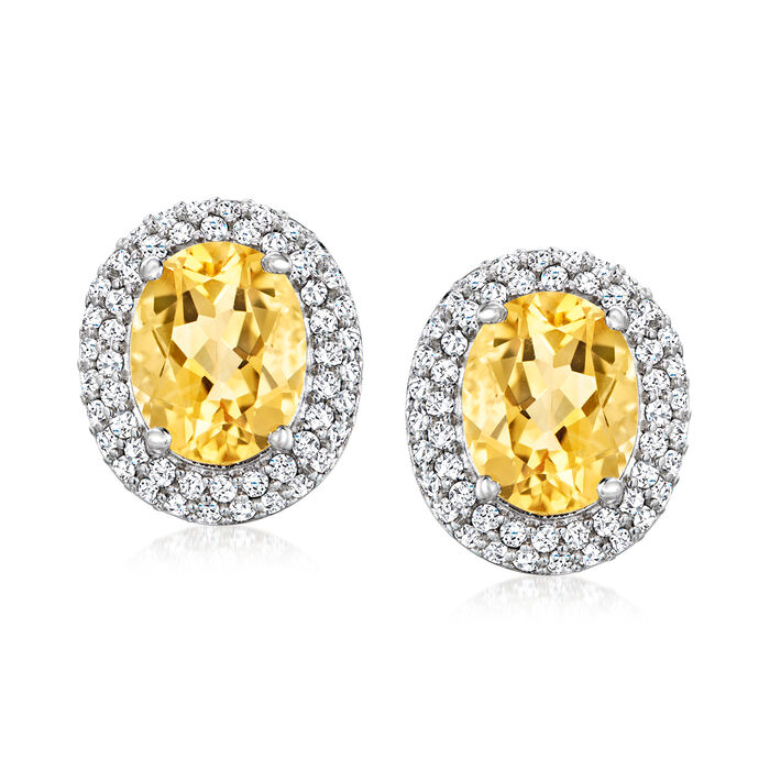 6.75 ct. t.w. Citrine and 1.00 ct. t.w. White Topaz Earrings in Sterling Silver